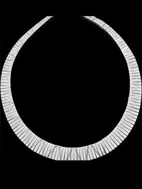 Sterling silver Cleopatra omega diamond cut link polished necklace vintage HSN